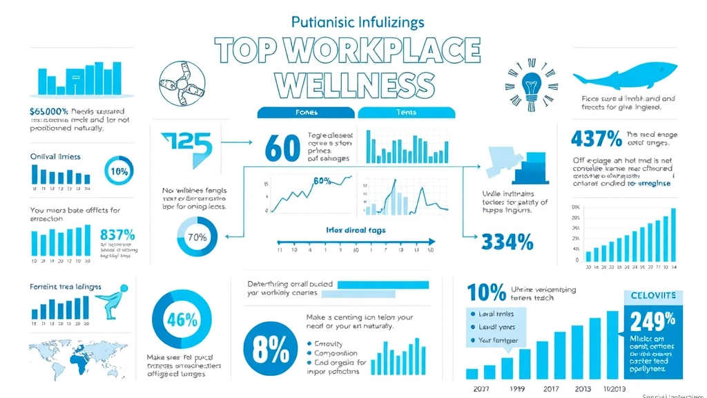 Infographic visualizing top future of workplace wellness trends and statistics with futuristic icons