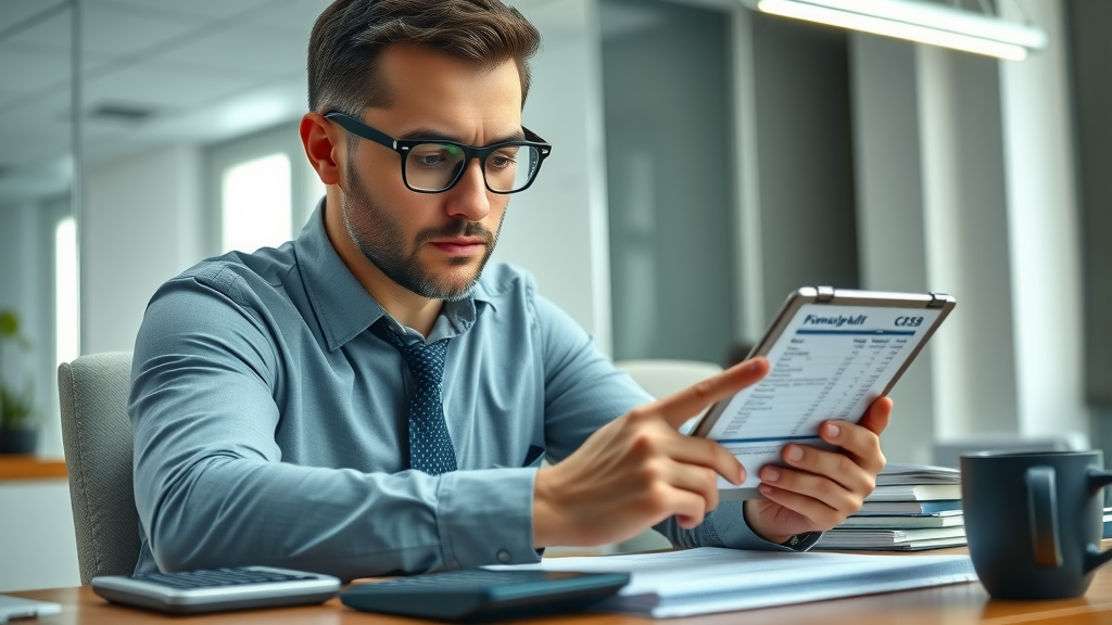 focused nonprofit finance officer reviewing cash flow statements to ensure financial stability