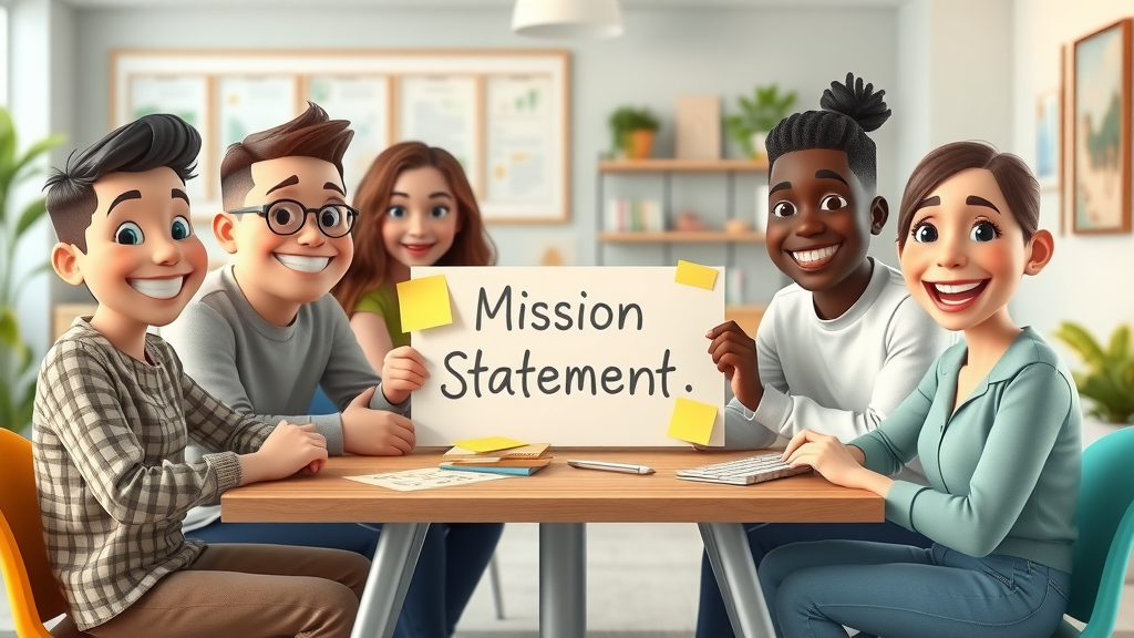 nonprofit organization team developing mission statement collaboratively