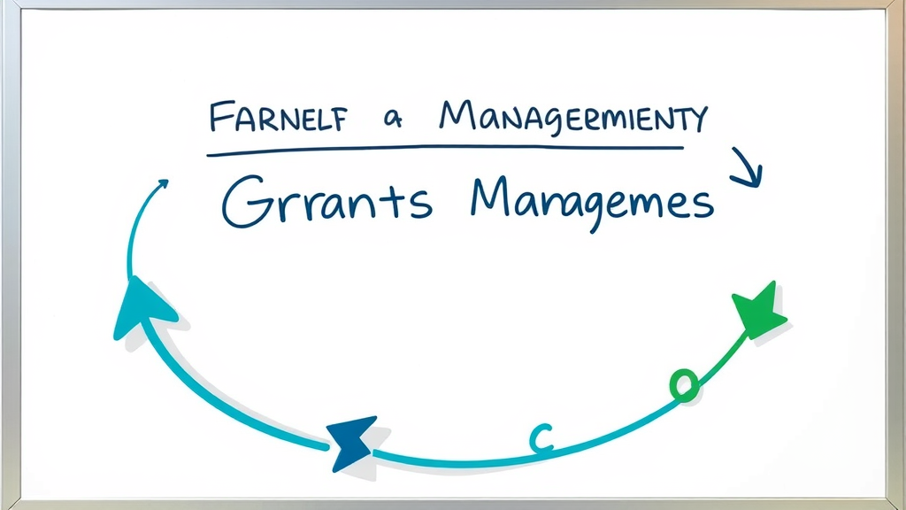 Infographic cycle illustration of grant management process for nonprofits: application, agreement, implementation, reporting, and closeout stages.