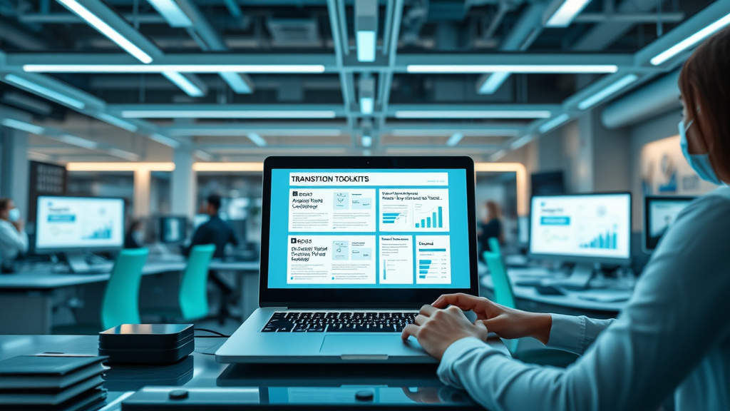 Nonprofit transition tools: workspace with digital transition toolkits and succession plan templates for volunteer to staff transition