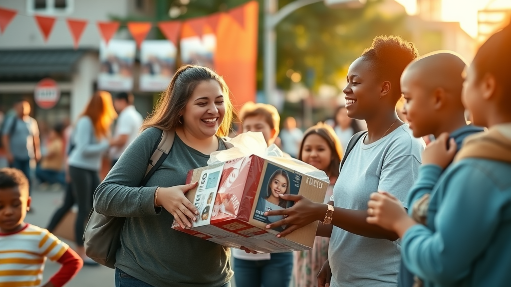 Nonprofit volunteers distributing resources and interacting with beneficiaries, highlighting the impact of resource allocation in community projects.