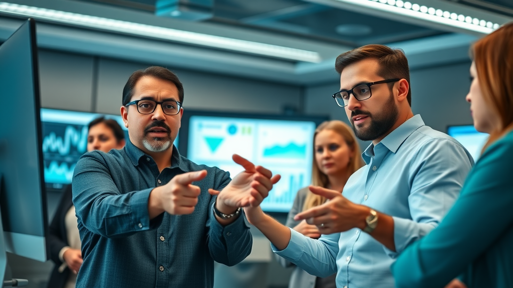 Nonprofit Organizational Culture - Focused nonprofit leaders analyzing performance management and organizational goals