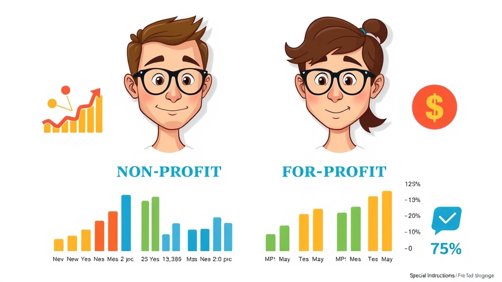 Infographic comparing nonprofit vs profit organizations performance metrics for performance measurement nonprofits