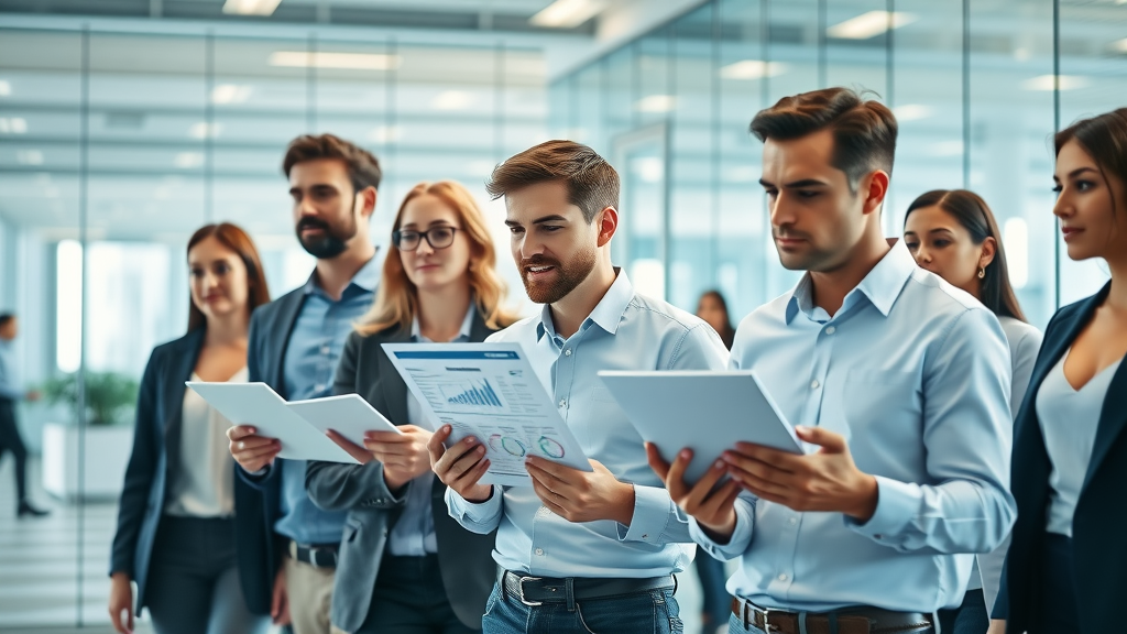 employee health trends modern office team analyzing health and wellness reports
