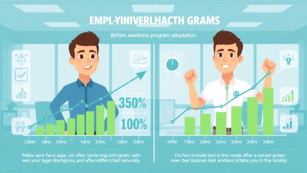wellness program benefits infographic showing improved employee health and reduced care costs
