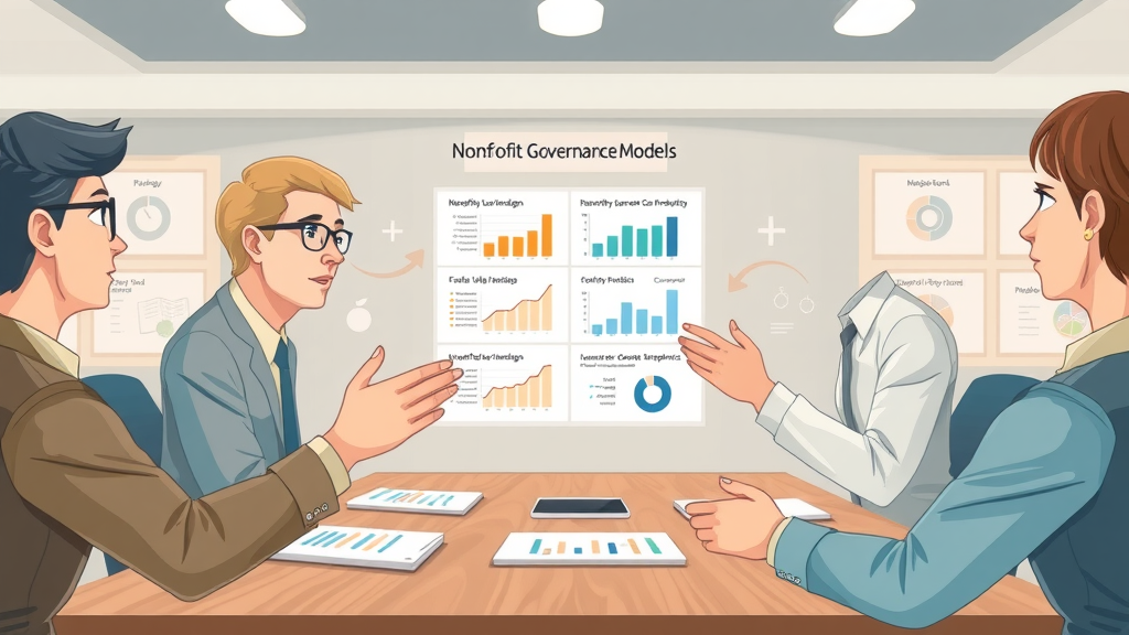 infographic illustration of nonprofit governance models, nonprofit board governance, model comparison