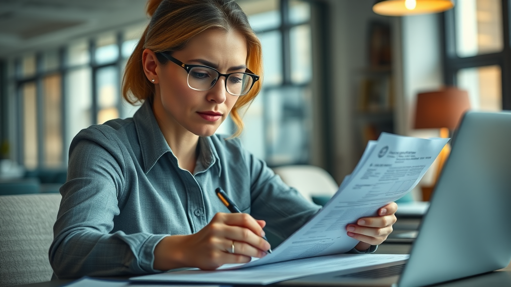 thoughtful HR manager focusing on writing a volunteer job description in a stylish office, pen on paper, volunteer recruitment strategies in action