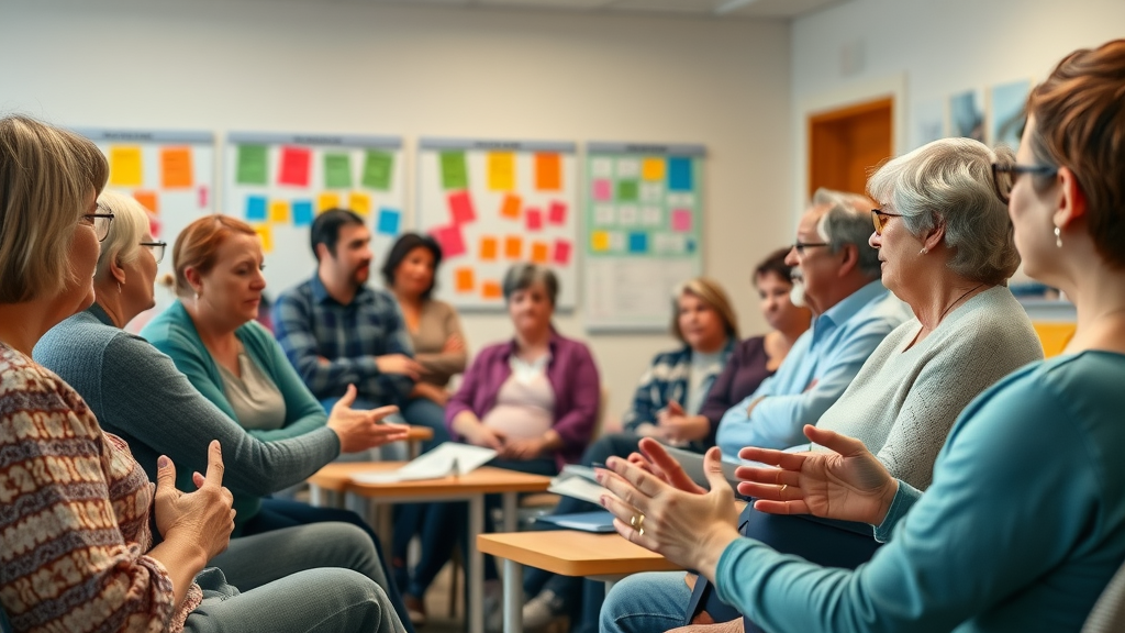 community engagement - energetic group activities in community center during workshop