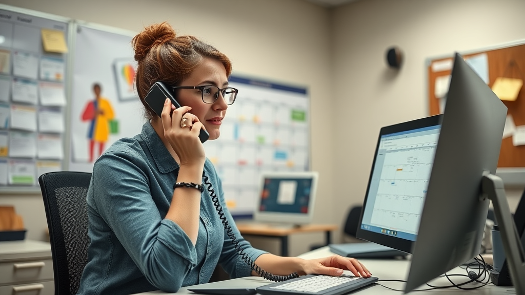 volunteer coordinator managing scheduling and daily tasks for volunteers in nonprofit center