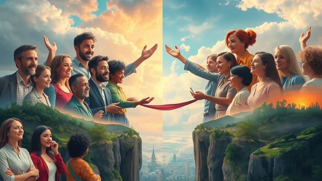 Illustration of the digital divide in nonprofit organizations, bridging digital access and connecting stakeholders with digital solutions.