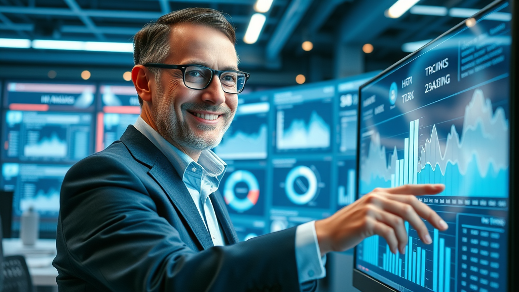 business leader using analytics dashboard for staff turnover reduction