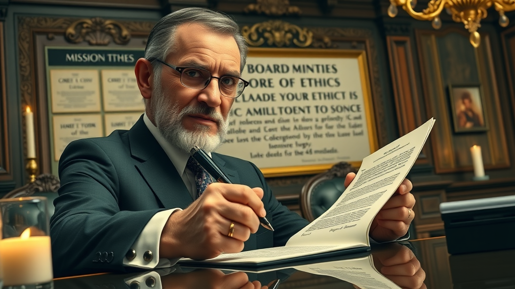 altruistic board member signing code of ethics, nonprofit board member duties, commitment to duty of care, loyalty, obedience