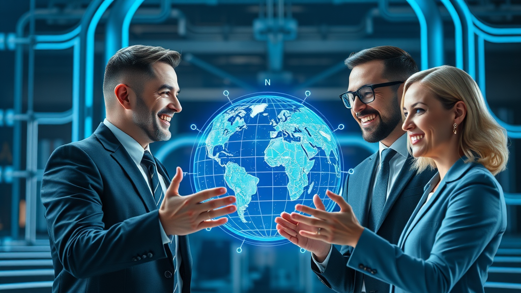 strategic partnership concept with global digital connections and business leaders