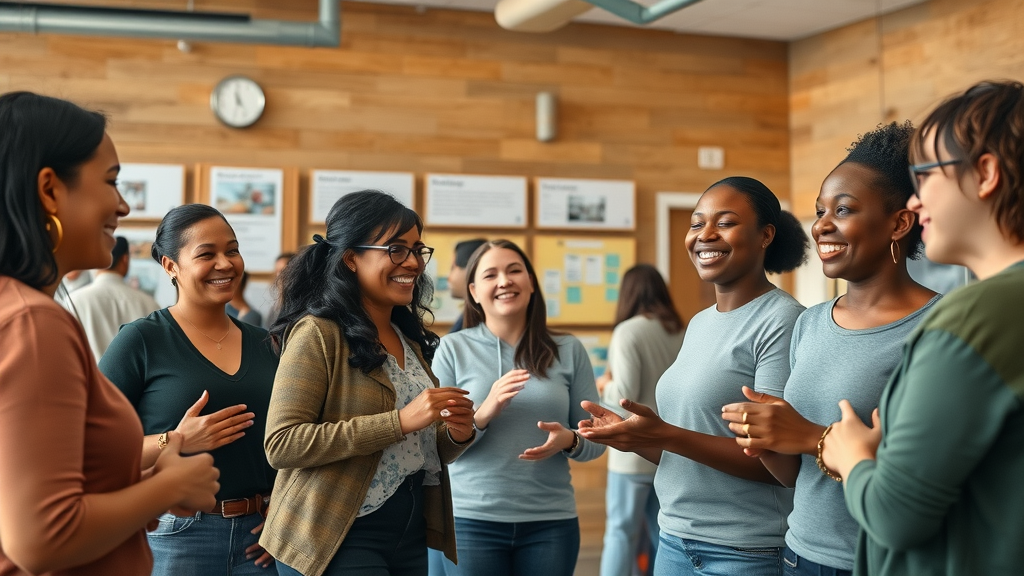 Inspiring nonprofit community center, volunteers facilitating impactful initiatives, sustainability in nonprofits, vibrant community engagement