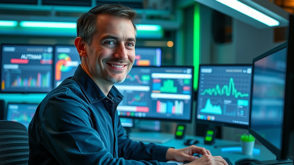 Nonprofit technology specialist reviewing dashboards—automation tools for nonprofit digital strategy