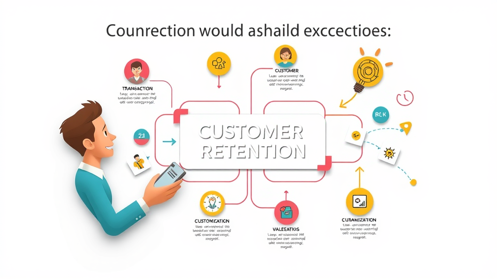 Infographic illustration of four interconnected levels of customer retention strategies