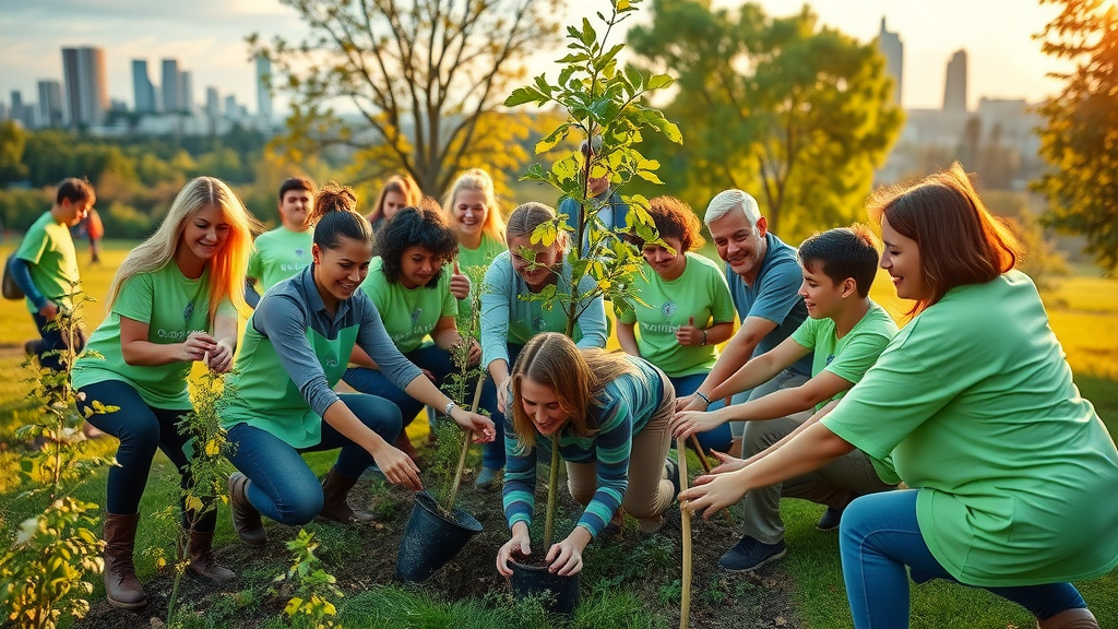 motivated volunteers planting trees during a fundraising event to symbolize sustainable fundraising strategies for long-term nonprofit success