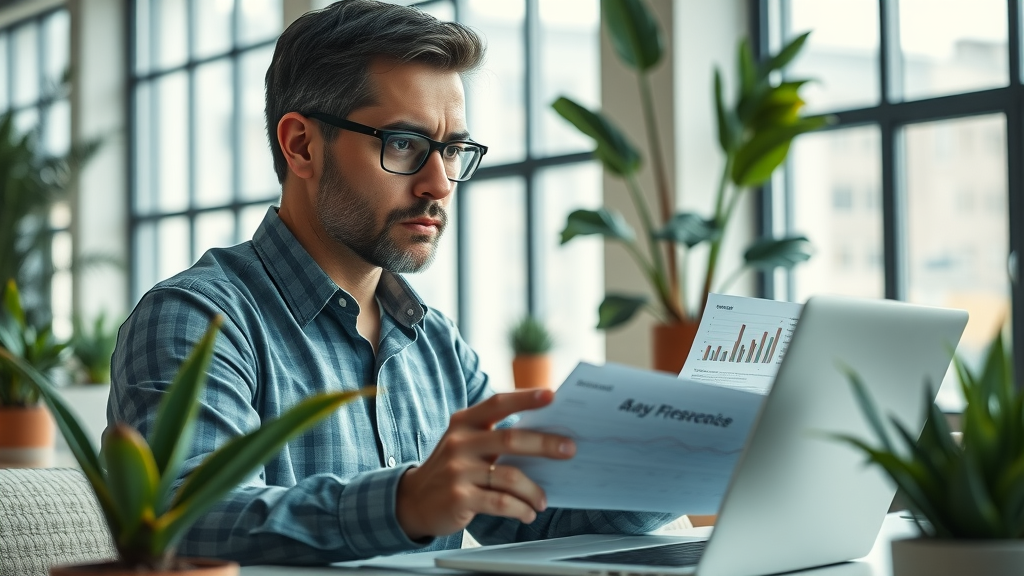 Volunteer communication assessment using survey results and demographic data in a modern workspace with analytical charts, laptops, and potted plants.