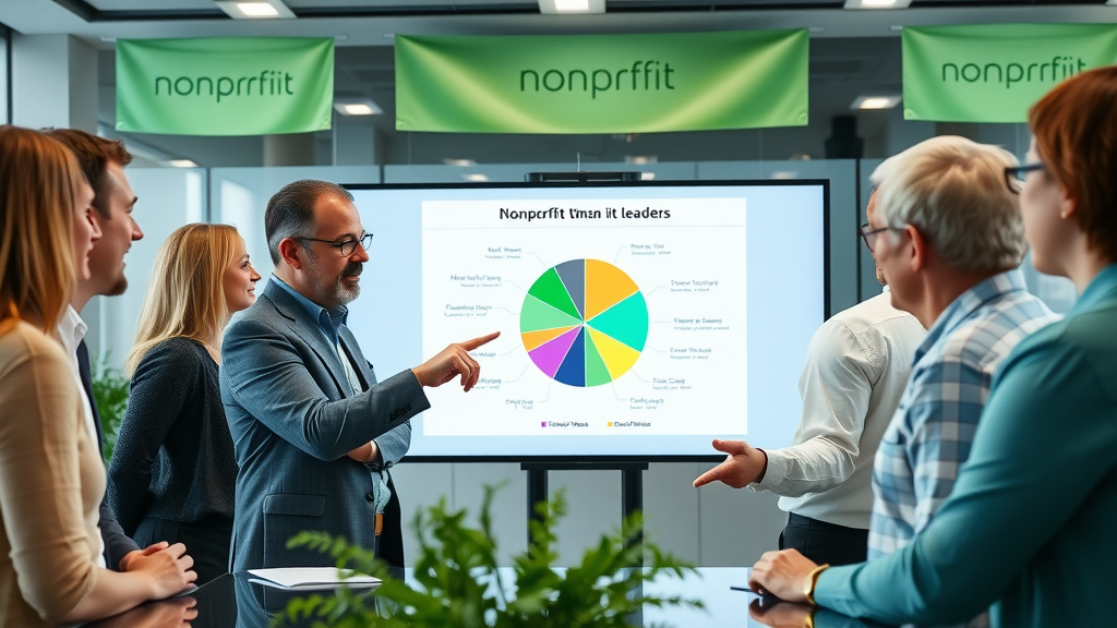 Professional financial advisor helping nonprofit leaders with financial planning using a pie chart