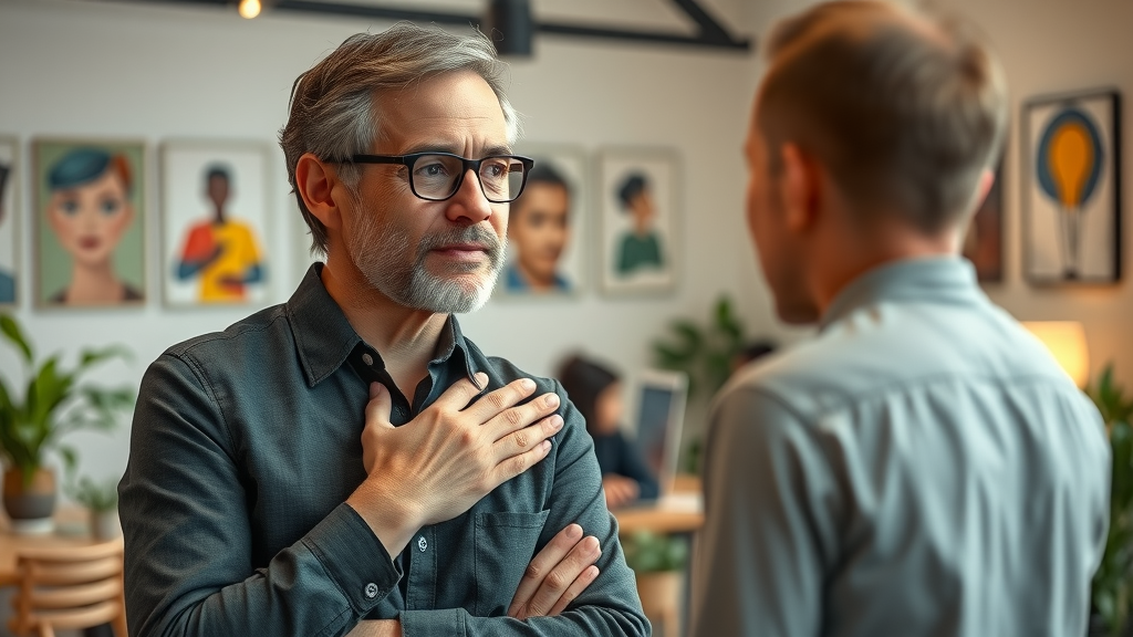 Empathetic nonprofit leader listening attentively to a team member, embodying strong emotional intelligence in leadership