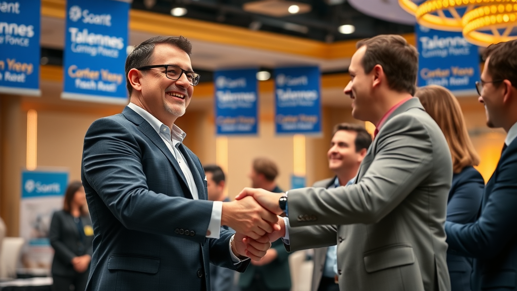HR leader accepts award for talent management excellence at a company event