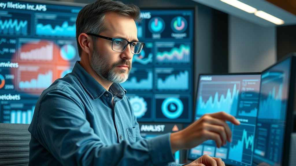Digital analyst comparing Google Analytics, social media insights, and specialist analytics tools for a comprehensive engagement metrics strategy.