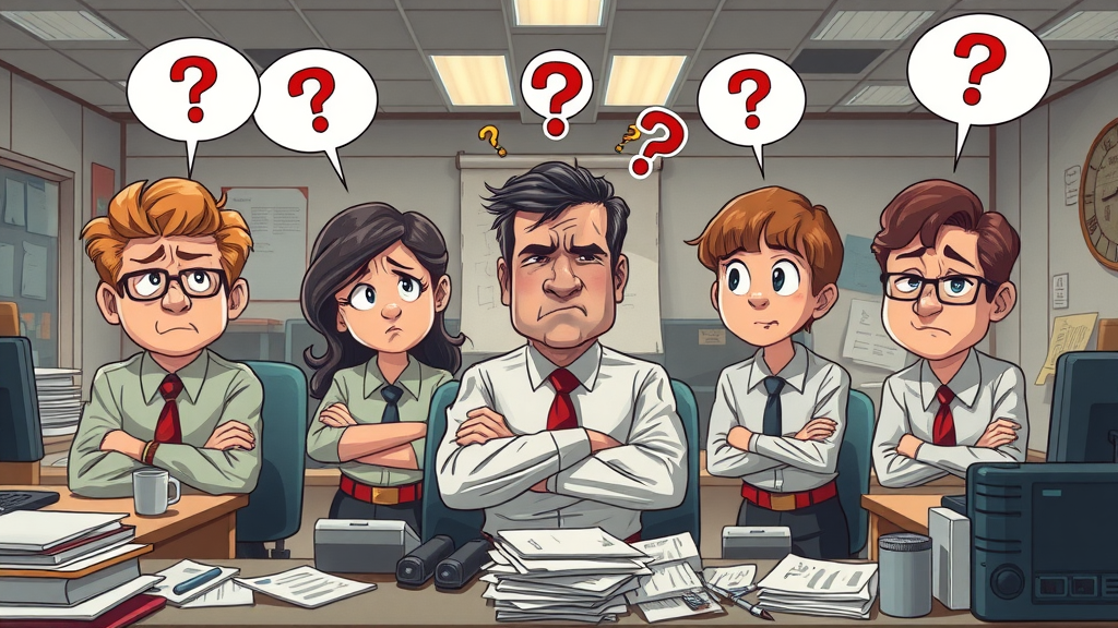 concerned staff at a community-based organization struggling with miscommunication, cluttered office with messy desks