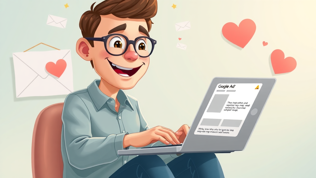 Digital marketer launching an email campaign and Google Ad for nonprofit engagement, with animated icons and banners reflecting digital marketing success.