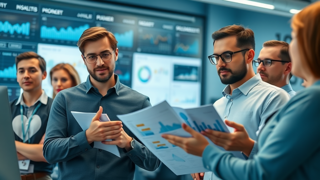 Nonprofit staff and volunteers measuring volunteer impact by reviewing analytics and reports