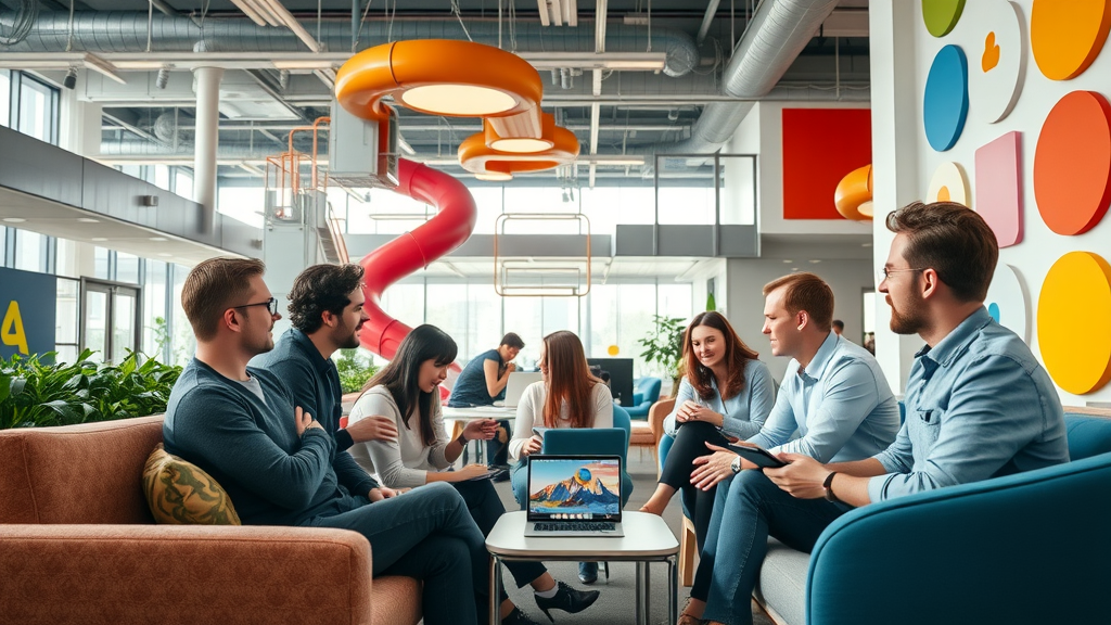 organizational culture example inspiring tech company collaborative creative workspace