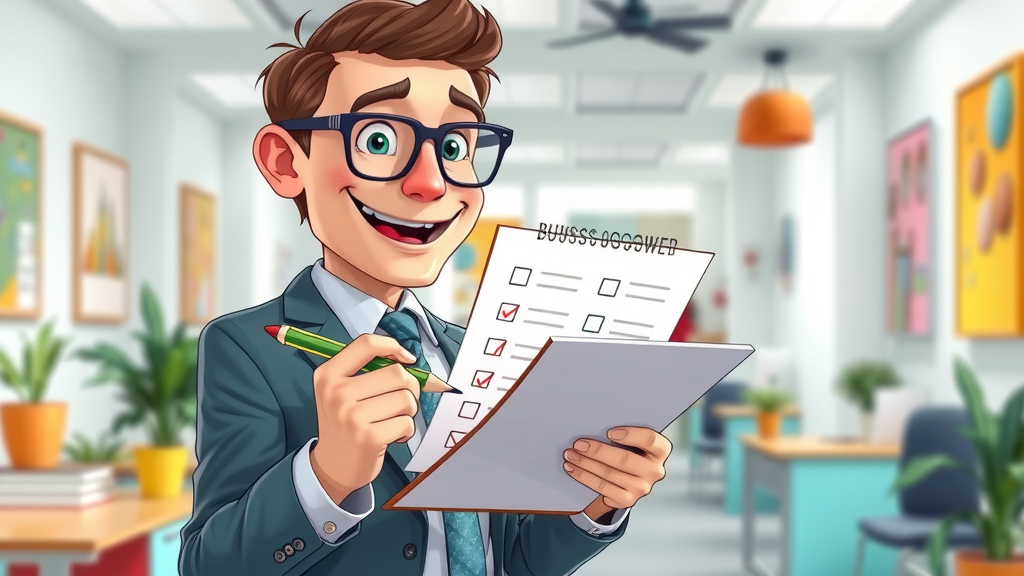 Business organizer checking off a 24-hour partnership management checklist in colorful office