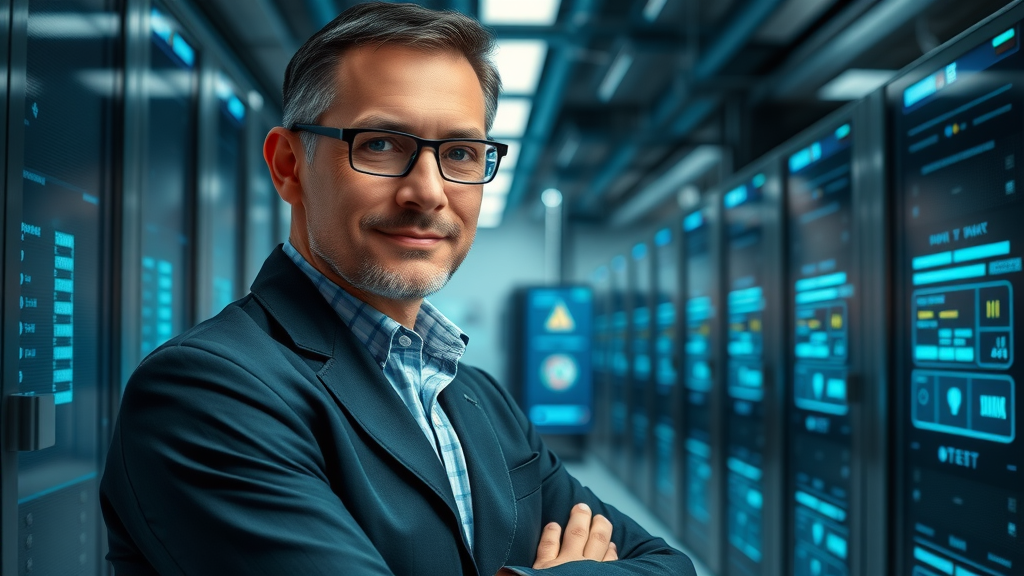 technology adoption challenges in nonprofits - Operations manager ensuring secure nonprofit data center with advanced technologies