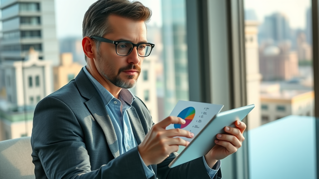 nonprofit leader analyzing financial data on a digital device