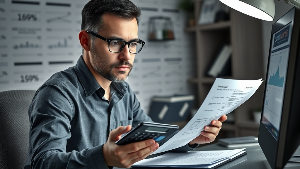 nonprofit accountant reviewing cash flow and financial statements